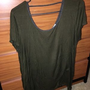 Army green keyhole shirt